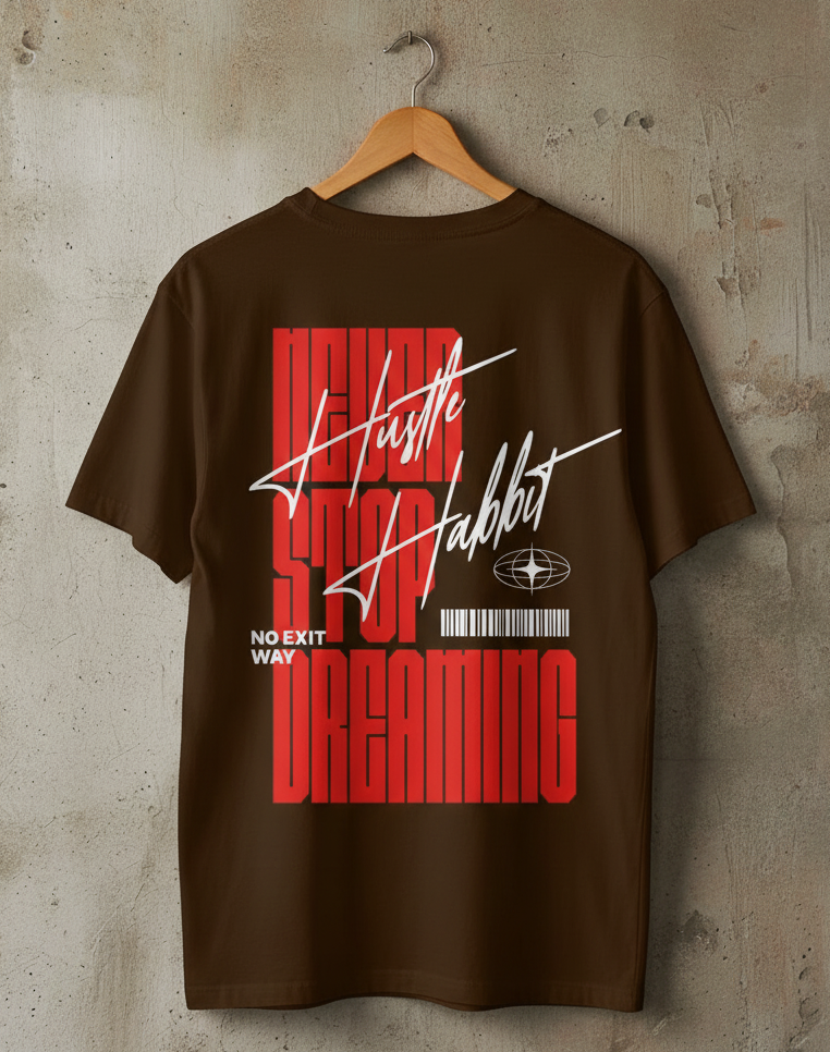 Hustle Habbit Oversized Printed T-Shirt