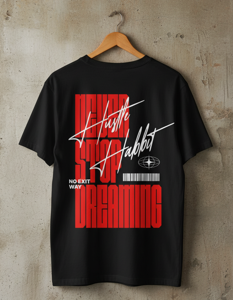 Hustle Habbit Oversized Printed T-Shirt